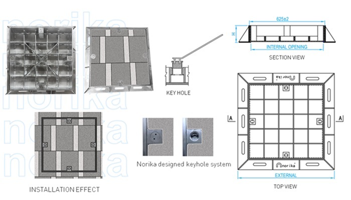 Stainless Steel Heavy Duty Recessed Cover & Frame / A1 Grade (Clear Opening : 600mm x 600mm)
